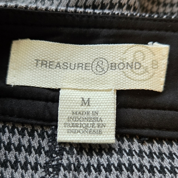 Treasure & Bond Women's Mini Skirt Sz M Black-Gray Houndstooth Front Button - Picture 9 of 10